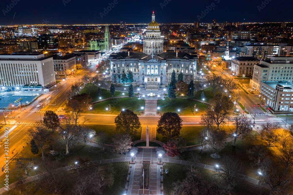 Fototapeta premium Denver Colorado Downtown State Capitol Aerial Photo