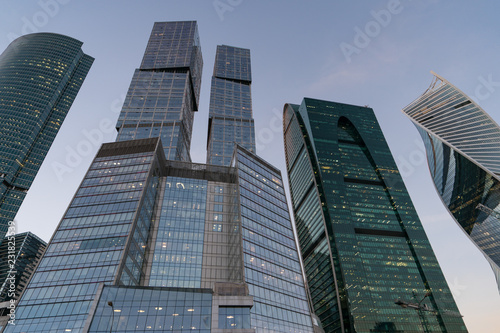 Moscow City buildings made of glass and metal. Moscow City the modern business district of Moscow