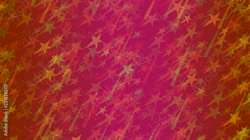 An abstract pattern of flying stars, triangular elements and circles. A bright element of the design of wallpaper, tiles, packaging, textiles, covers.