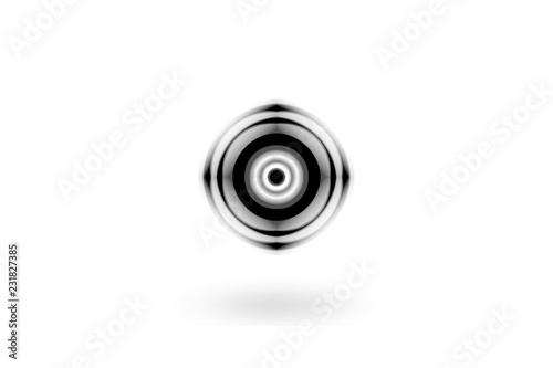 Black and white eye effect with sound waves oscillating, abstract background