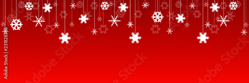 Weihnachten, rotes Banner mit Schneeflocken