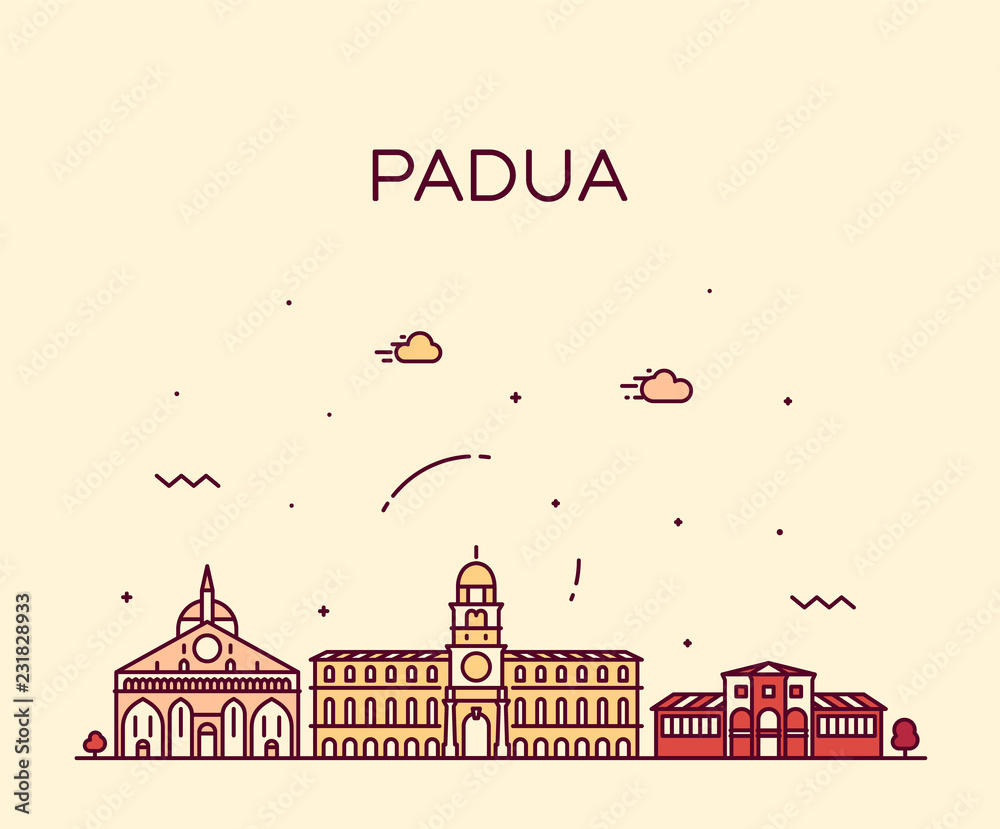 Padua skyline Italy vector linear style city