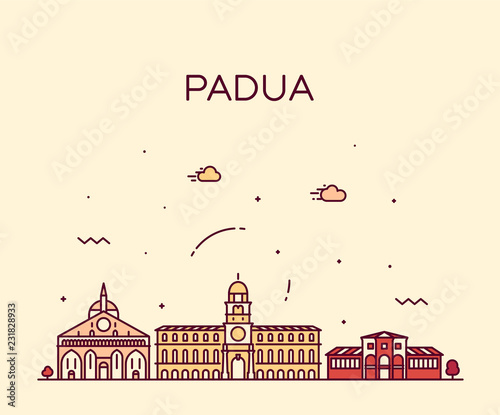 Padua skyline Italy vector linear style city