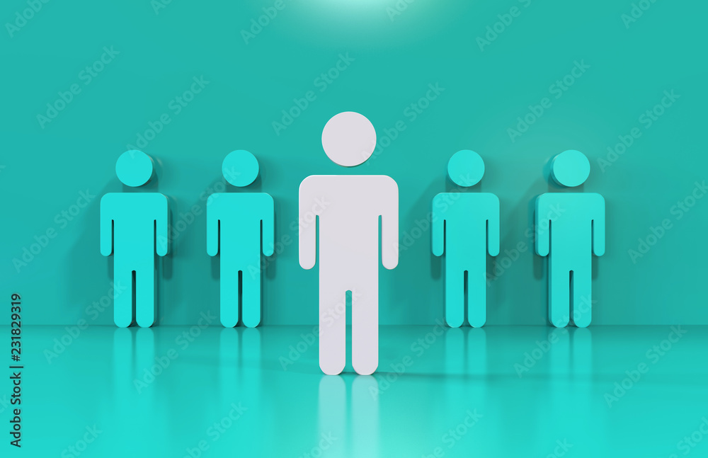 Stand out from the crowd and different creative idea concepts, man standing out of crowd, 3d illustration Stand out from the crowd and different creative idea concepts, man standing out of crowd, 3d illustration