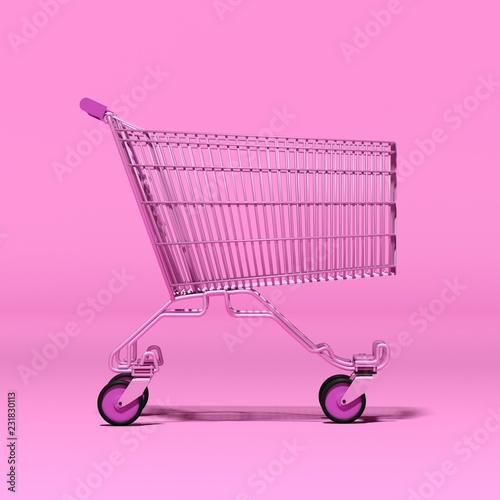 Chariot de supermarché rose