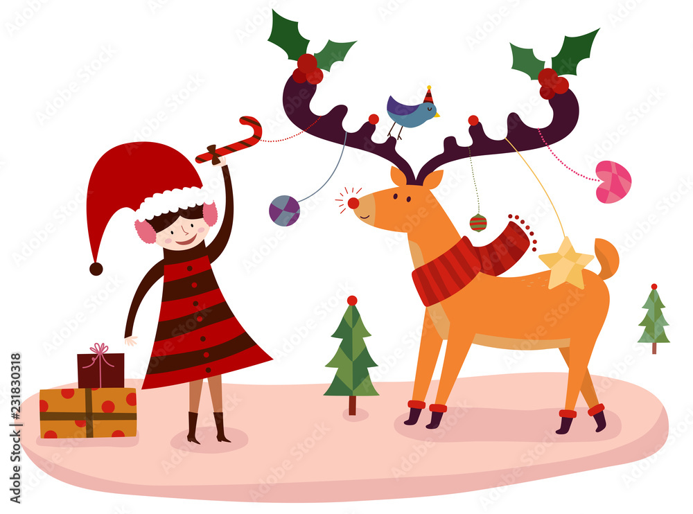 Naklejka premium Christmas Reindeer
