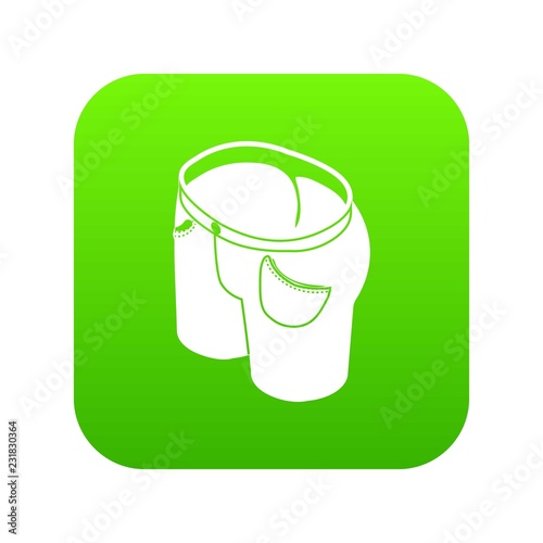 Fashion jeans icon green vector isolated on white background