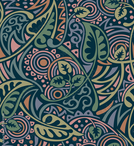 Seamless tribal floral pattern