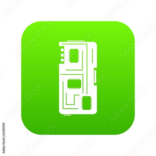 Phone chip icon digital green for any design isolated on white vector illustration