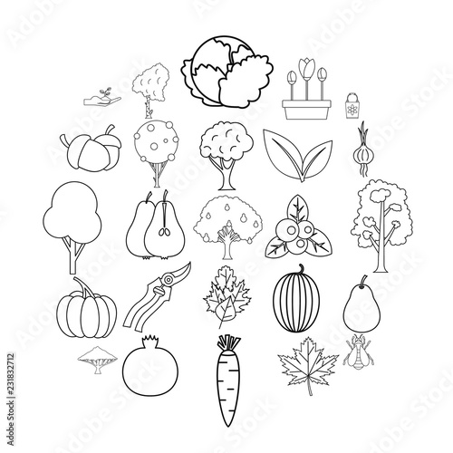Gdn icons set. Outline set of 25 gdn vector icons for web isolated on white background