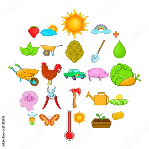 Harvest icons set. Cartoon set of 25 harvest vector icons for web isolated on white background