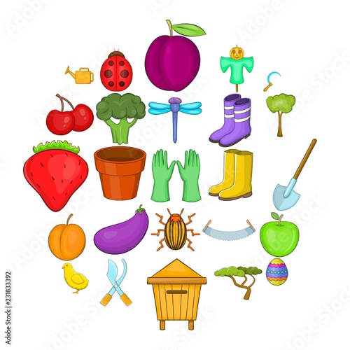 Gardener icons set. Cartoon set of 25 gardener vector icons for web isolated on white background