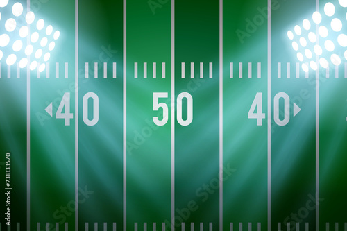 Background of American football stadium in the spotlight. Editable Vector Illustration.