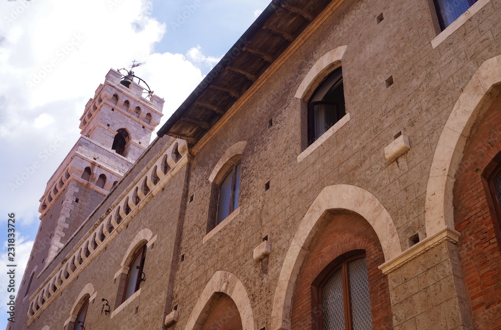 Clock Tower of the Town Hall in Piombino, Tuscany, Italy