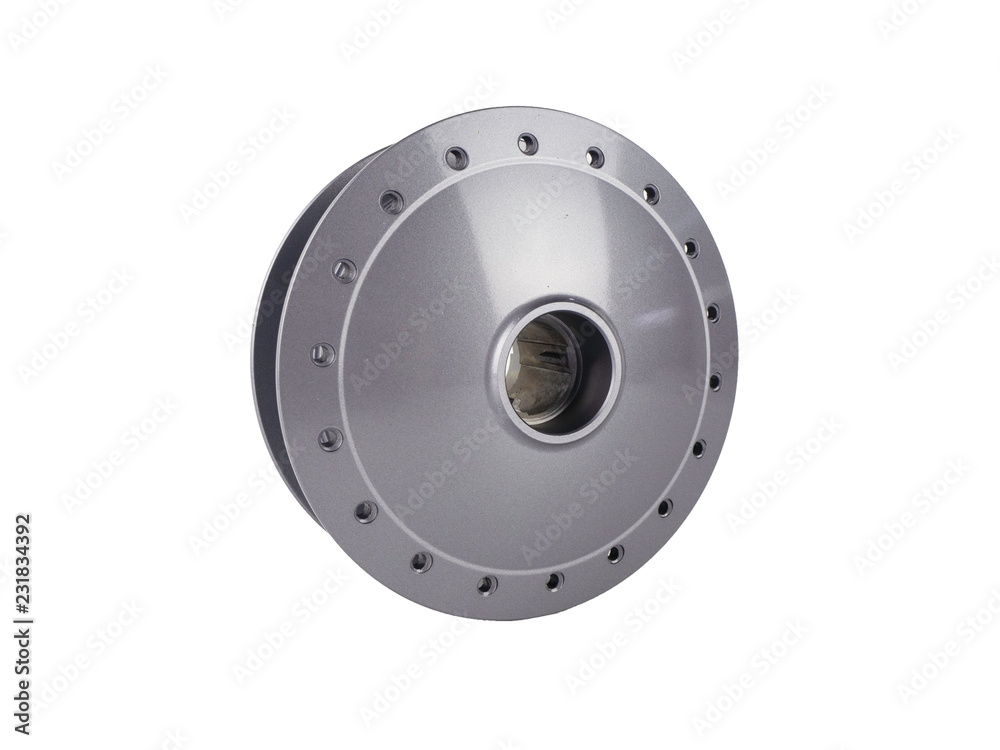 Spare parts of motorcycle front hub drum brake isolated on white background. Spare parts of motorcycle front hub drum brake isolated on white background.