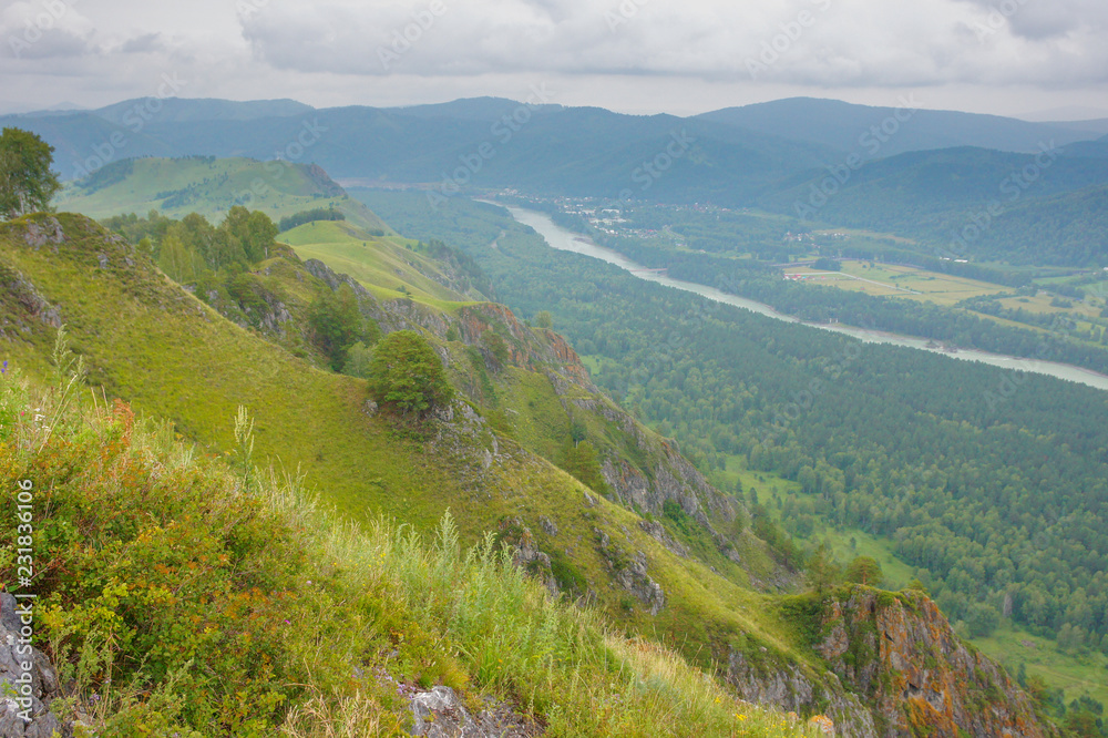 Naklejka premium The hills and roads in the Altai