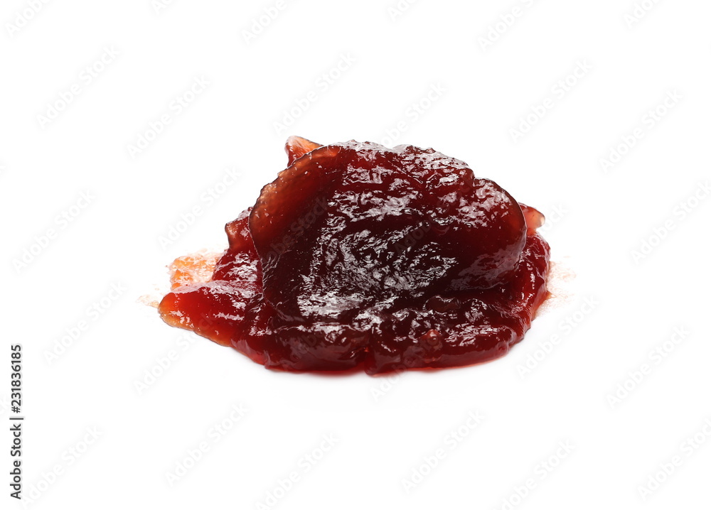 Strawberry jam, marmalade isolated on white background and texture Strawberry jam, marmalade isolated on white background and texture