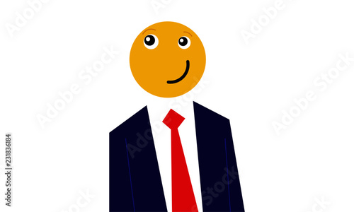 Looking up Emoji head man. Vector illustration of a man with emoji face instead of head