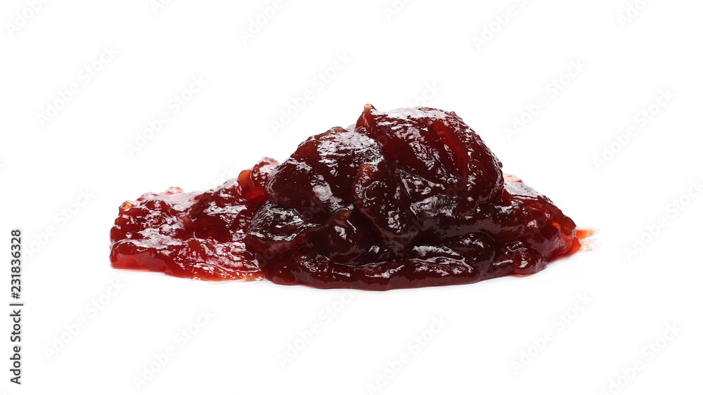Fototapeta premium Strawberry jam, marmalade isolated on white background and texture