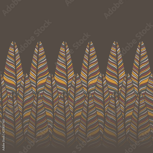 Hand drawn feathers set. Сolorful Vector Seamless Pattern.