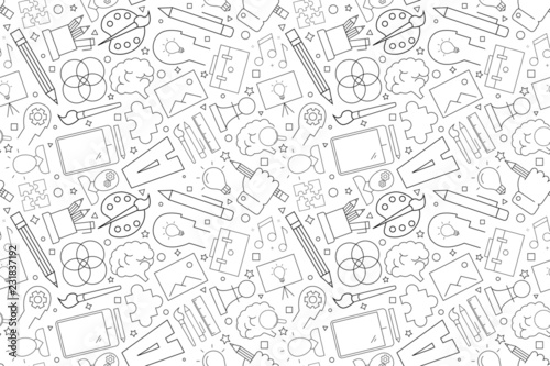 Creativity background from line icon. Linear vector pattern. Vector illustration