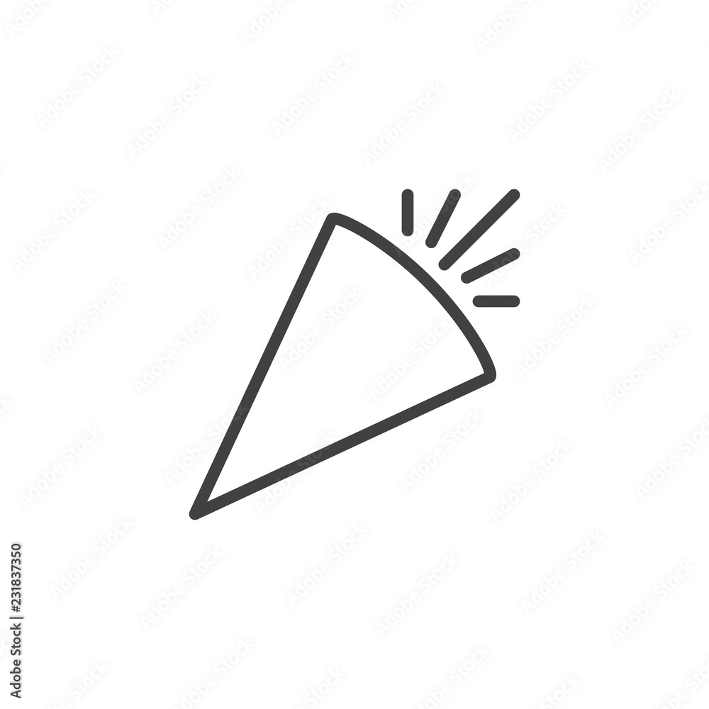 Party horn blower outline icon. linear style sign for mobile concept and web design. simple line vector icon. Symbol, logo illustration. Pixel perfect vector graphics Party horn blower outline icon. linear style sign for mobile concept and web design. simple line vector icon. Symbol, logo illustration. Pixel perfect vector graphics