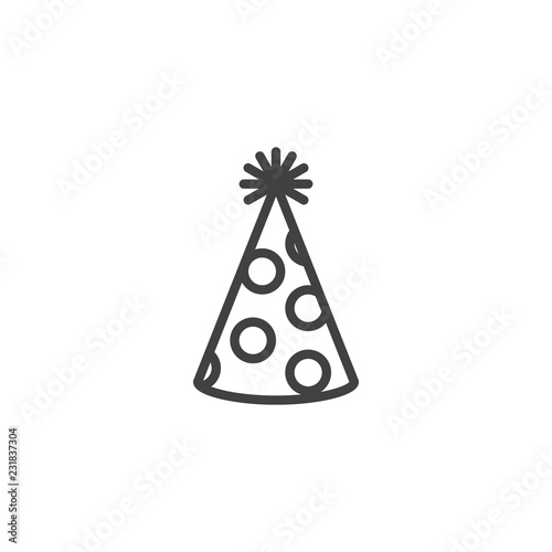 Party hat outline icon. linear style sign for mobile concept and web design. Cone hat simple line vector icon. Symbol, logo illustration. Pixel perfect vector graphics