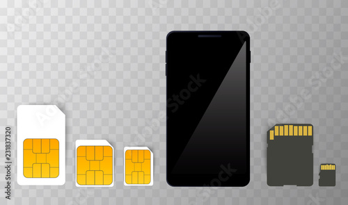 Sim Card mobile Cellular Phone Chip. Vector Isolated on Background eps10