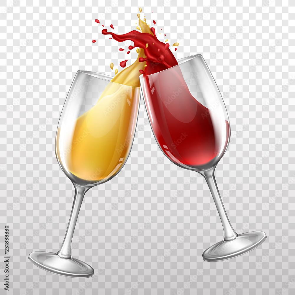 Red and white wine in bottles wineglasses Vector Image