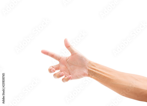 Asian man hand isolated on white background. clipping path