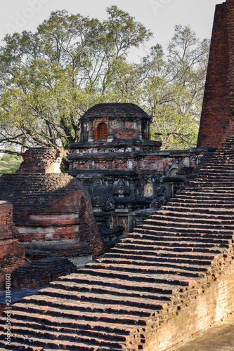 The ruins of Nalanda Mahavihara, Nalanda University Excavated Site, India. photo