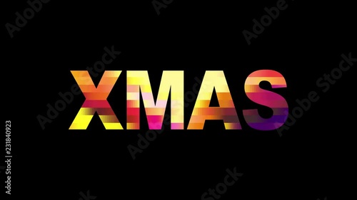 XMAS word text colorful animation background seamless loop - New quality universal retro vintage colorful stockvideo photo