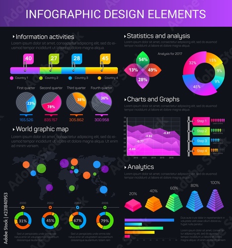 Infogrpaphic vector charts, graphs and diagrams