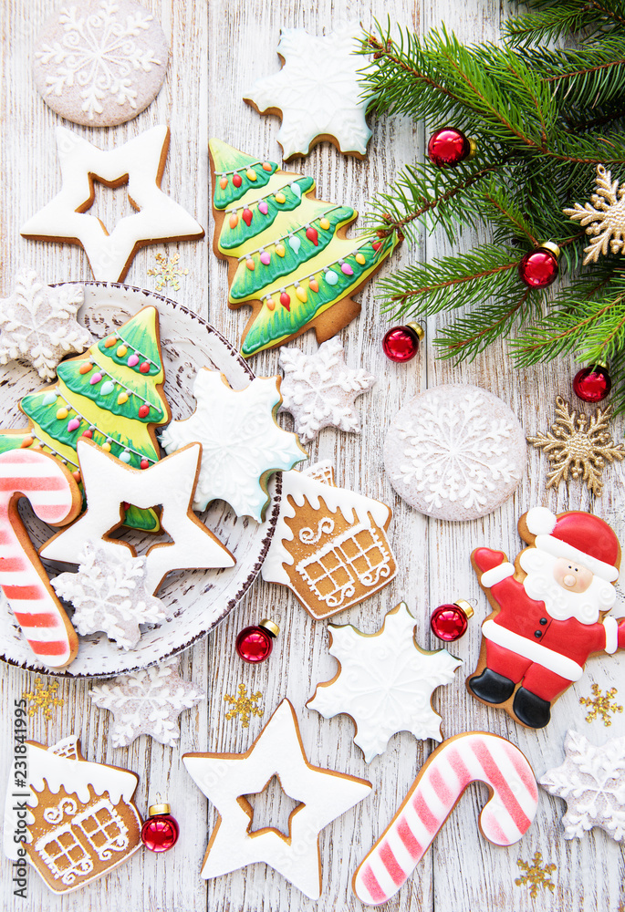 Christmas cookies and Christmas tree