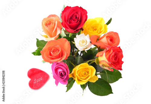 Roses and heart for love. Valentines day flowers.