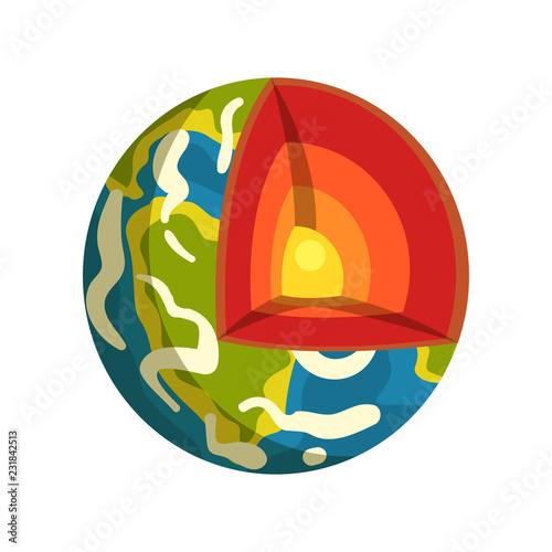 Earth detailed structure with layers vector Illustration on a white background