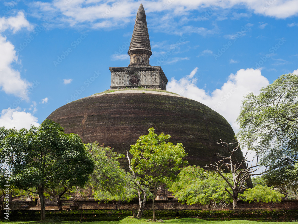 The ancient brick Stupa Rankot Vihara of the Ancient City of Polonnaruwa, Sri Lanka. This stupa was built in the 10th century.