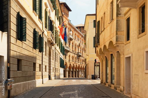 Fototapeta Naklejka Na Ścianę i Meble -  Treviso, Italy August 7, 2018: Beautiful street with old buildings.