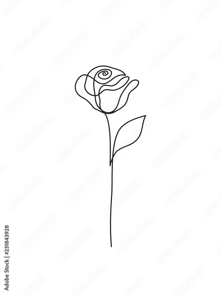 Fototapeta Streszczenie logo rysowania linii róży. Linia ciągła. Minimalistyczna sztuka.