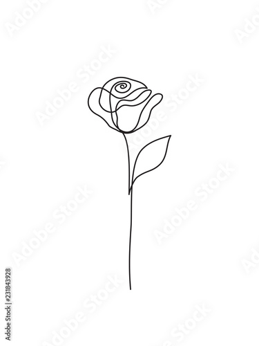 Fototapeta Streszczenie logo rysowania linii róży. Linia ciągła. Minimalistyczna sztuka.