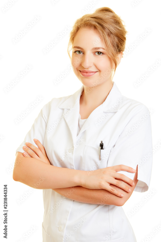 Junge Frau als Zahnarzt oder Krankenpfleger