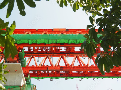 Bangkok, Thailand Novenber 05, 2018: The construction of the rail and the station for the sky train in Bangkok To use the fastest transport. For the people of the city photo