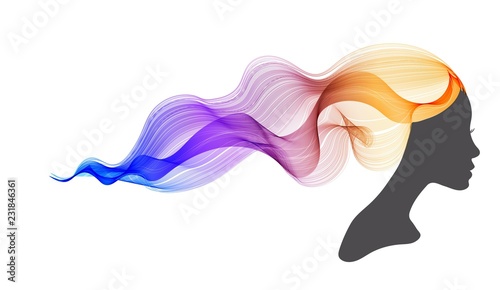 Woman's profile with long, beautiful hair