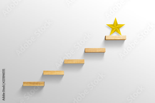 big yellow Star on stair, business successful concept