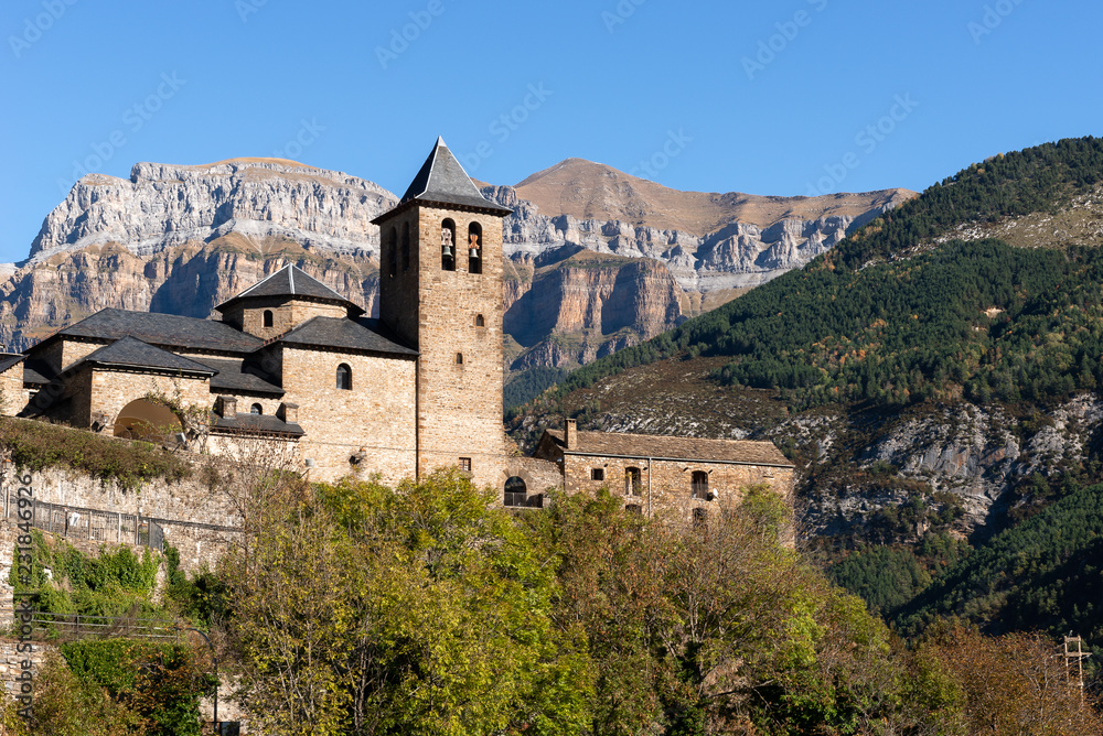San Salvador Church of Torla in Ordesa Valley, Spain