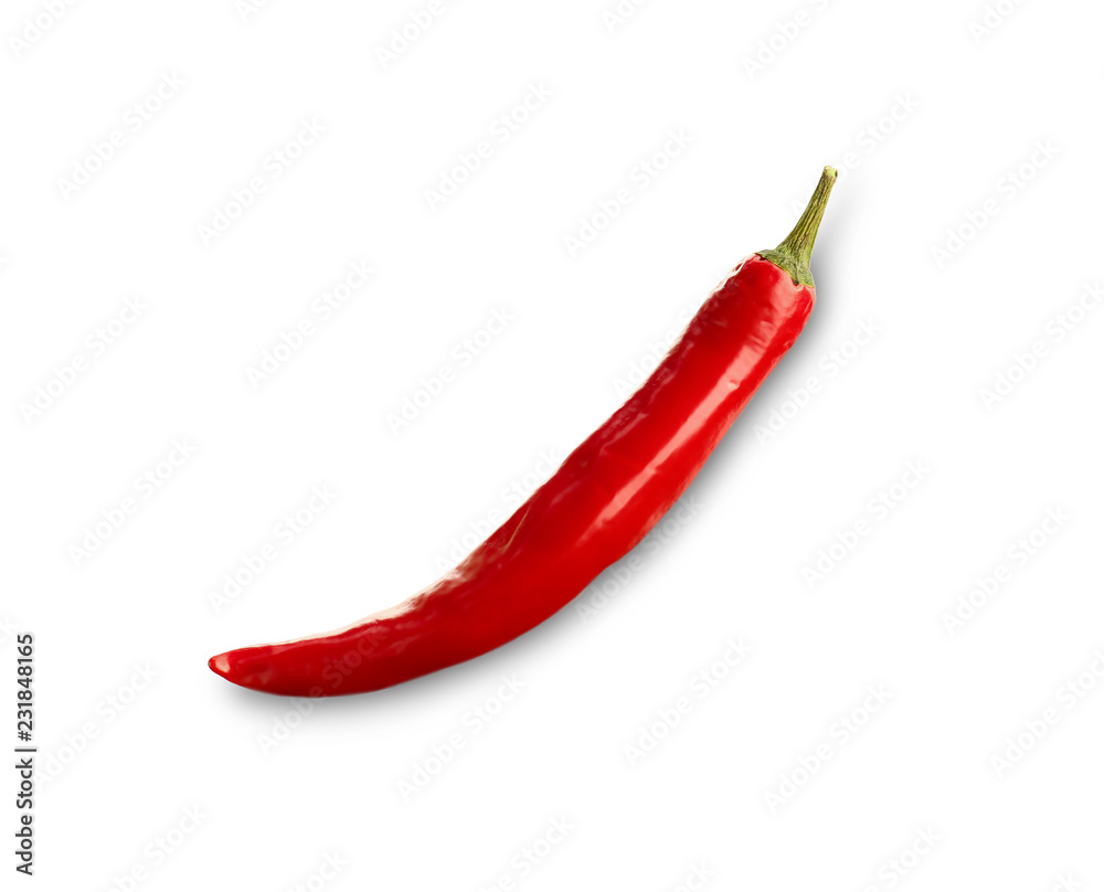 Red hot chili pepper on white background