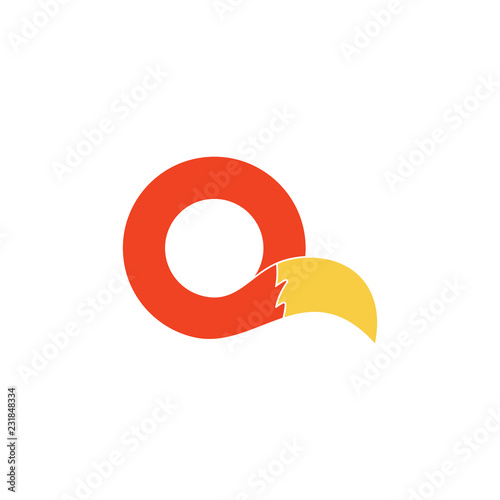letter o circle fox tail symbol logo vector