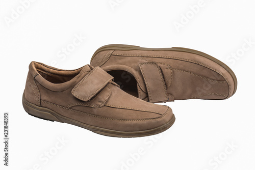 Foto Beige men's summer leather shoes - slippers