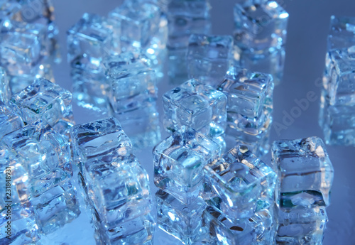 Ice cubes on table