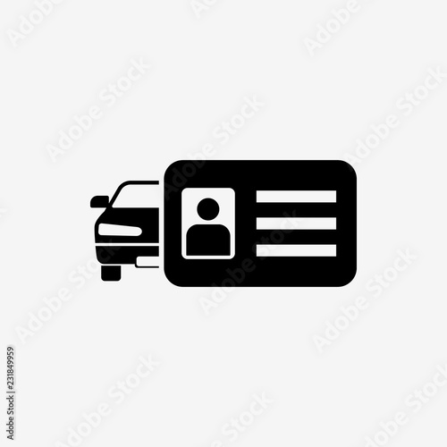 Driver's license identification icon. Driver's license symbol. Flat design. Stock - Vector illustration.